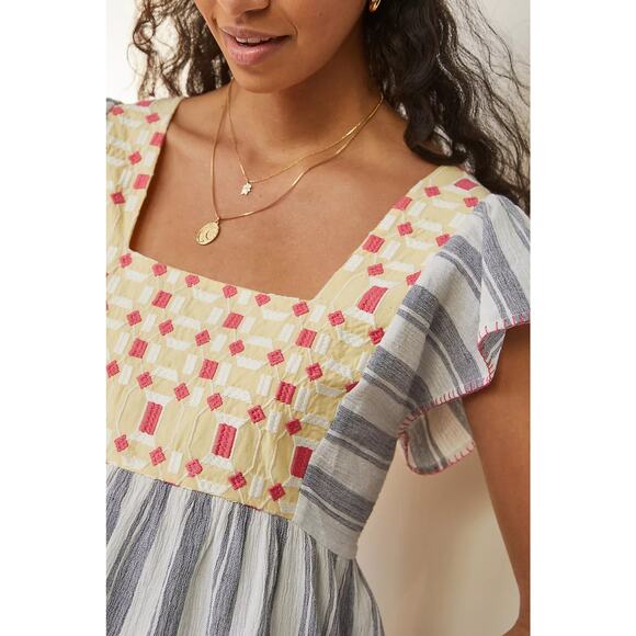 Forever That Girl x Anthropologie Basel Embroidered Tunic Blouse Size 4 - Picture 3 of 8